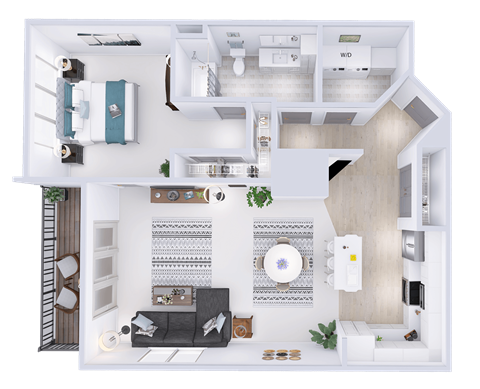 a floor plan of a house with a bedroom and a living room